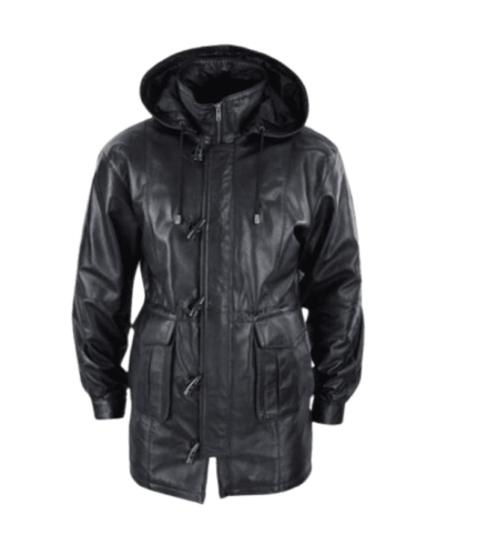Detachable Hooded Men's Black Duffle Coat by Sharsal.