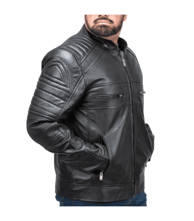 leather jacket round collar by sharsal