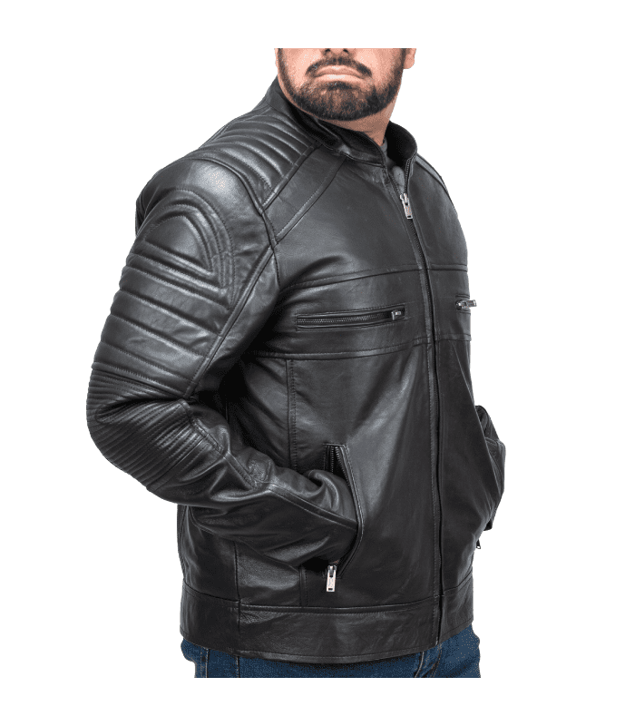leather jacket round collar by sharsal