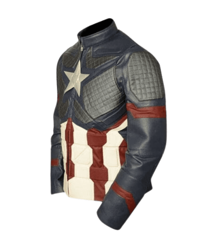 left side view of captain america leather jacket
