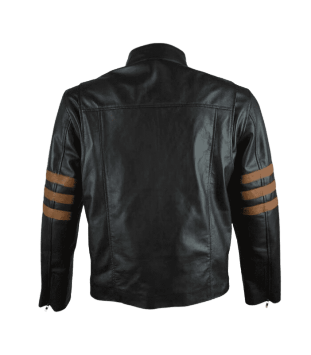 men cafe racer brown stripe leather jacket