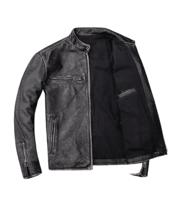 Black Men'S Motorcycle Retro Leather Jacket By Sharsal.