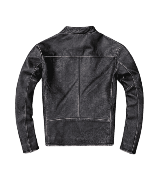 Men's Black Motorcycle Retro Leather Jacket by Sharsal.