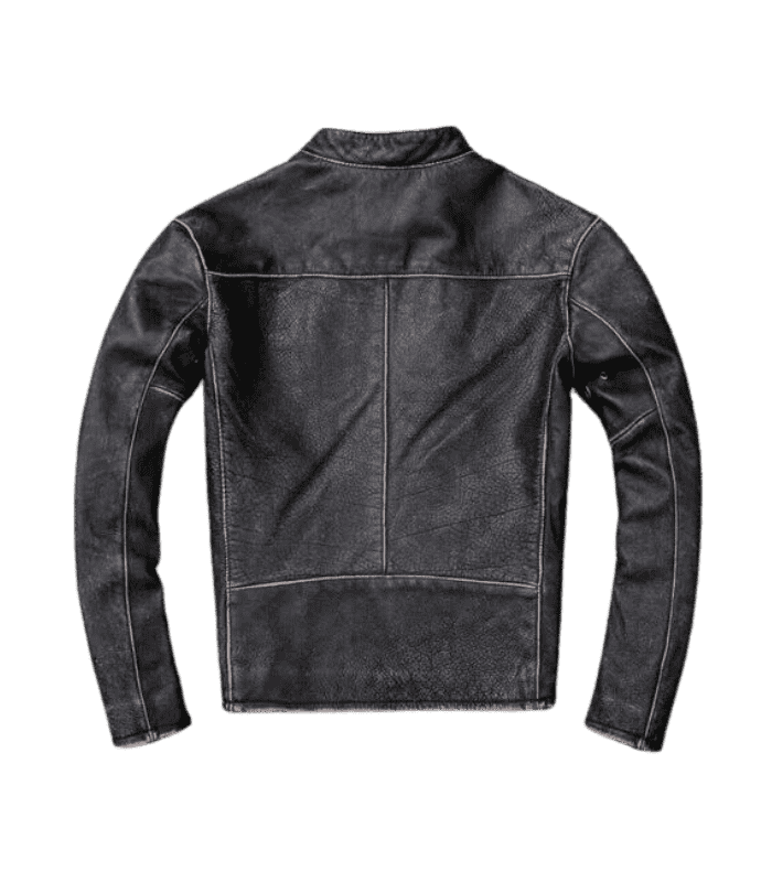 Men's Black Motorcycle Retro Leather Jacket by Sharsal.