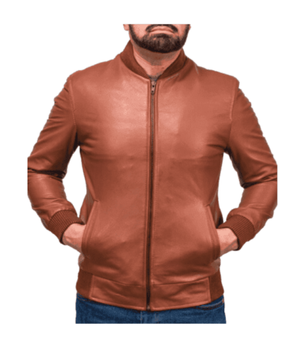 tan leather jacket by sharsal