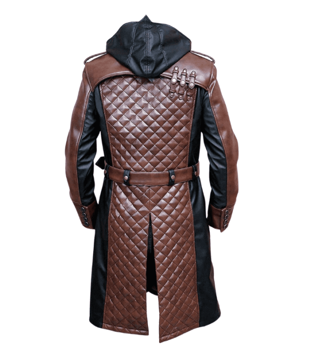Men's Brown Leather Trench Coat / Cosplay Costume Leather Trench Coat