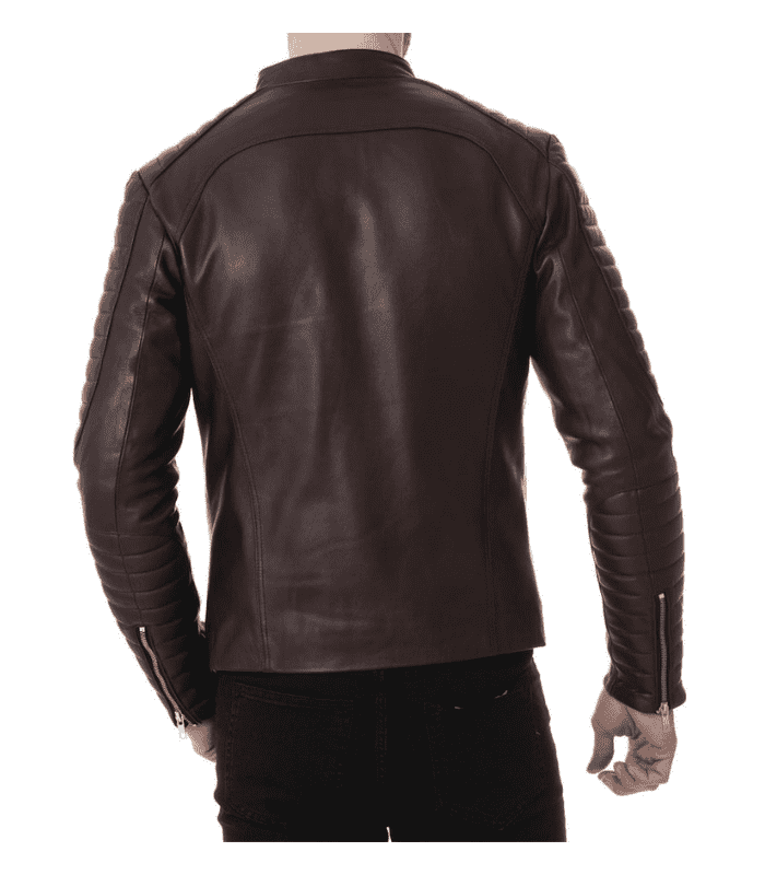 Elegant Mens Dark Brown Bomber Leather Jacket Leather Biker Jacket