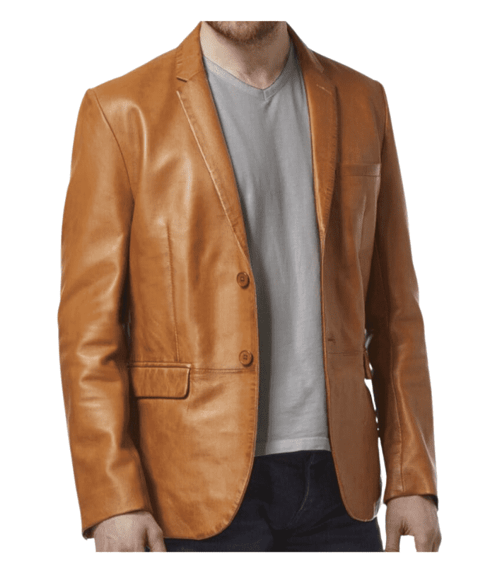 Men'S Tan Leather Blazer/Tan Leather Coat