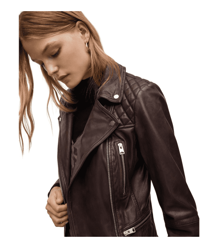 Quilted Brown Leather Biker Jacket