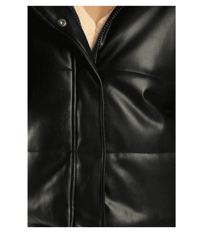 Womens Quilted Black Puffed Motorcycle Jacket