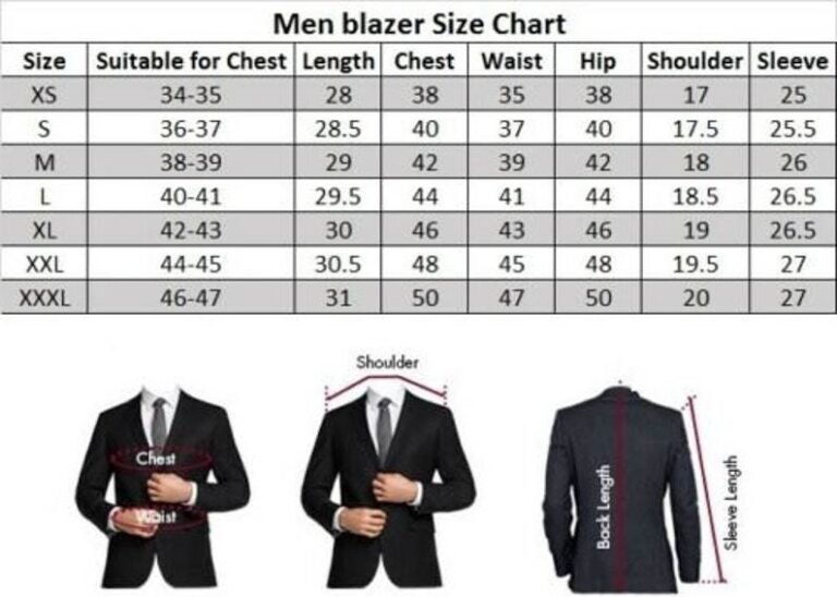 Men'S Brown Leather Blazer/Brown Leather Coat Size Chart