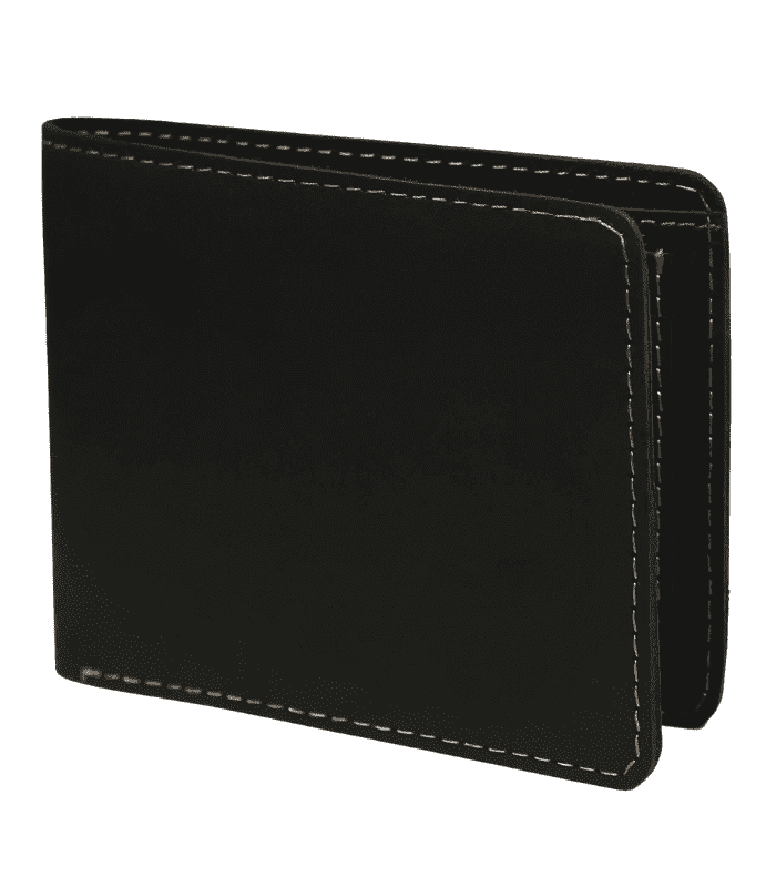 Full Grain Black Leather Mens Wallet Bifold Classic Stitched Leather Wallet 1