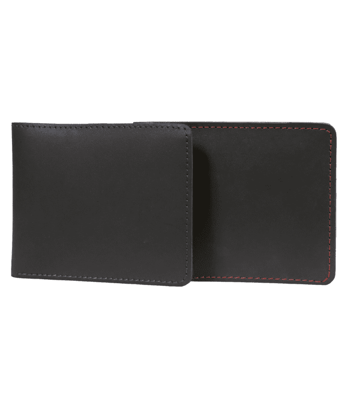 Full Grain Vintage Brown Leather Mens Wallet Bifold Classic Red And Blue Stitched Leather Wallet