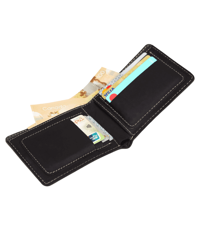 Leather Mens Wallet Bifold Classic Stitched Leather Wallet