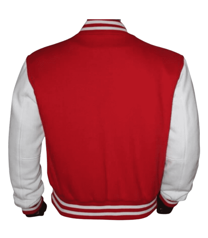 Men Varsity Letterman Baseball White And Red Bomber Leather Jacket