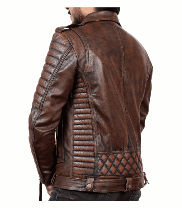 Brown Biker Motorcycle Leather Jacket