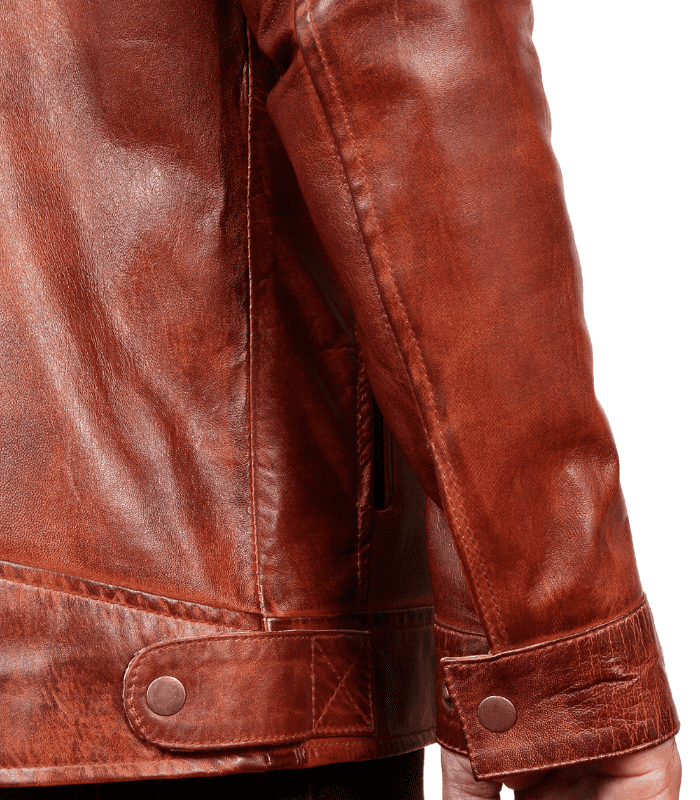 Reddish Brown Quilted Cafe Racer Leather Jacket