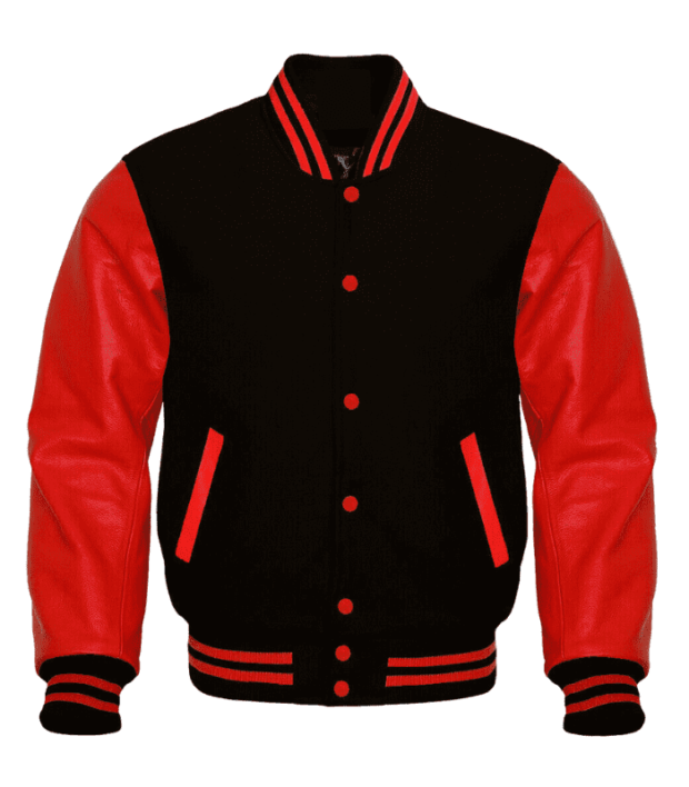Varsity Letterman Baseball Black Bomber Leather Jacket