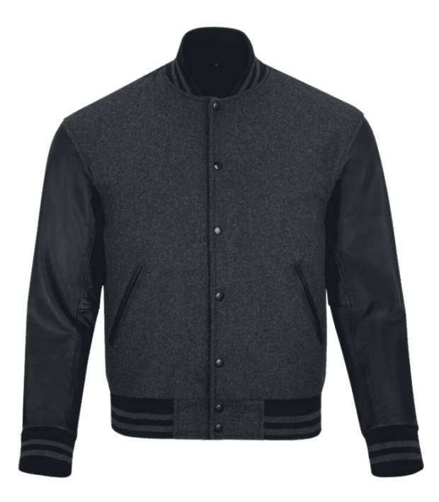 Black and Grey Bomber Leather Jacket