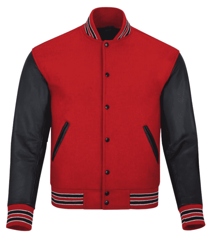 Black and Red Bomber Leather Jacket