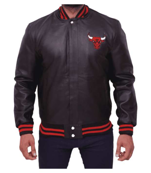 Vintage Chicago Letterman Bomber Leather Jacket NBA 90s