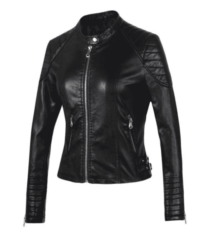 Black Slim Fit Leather Bomber Jacket